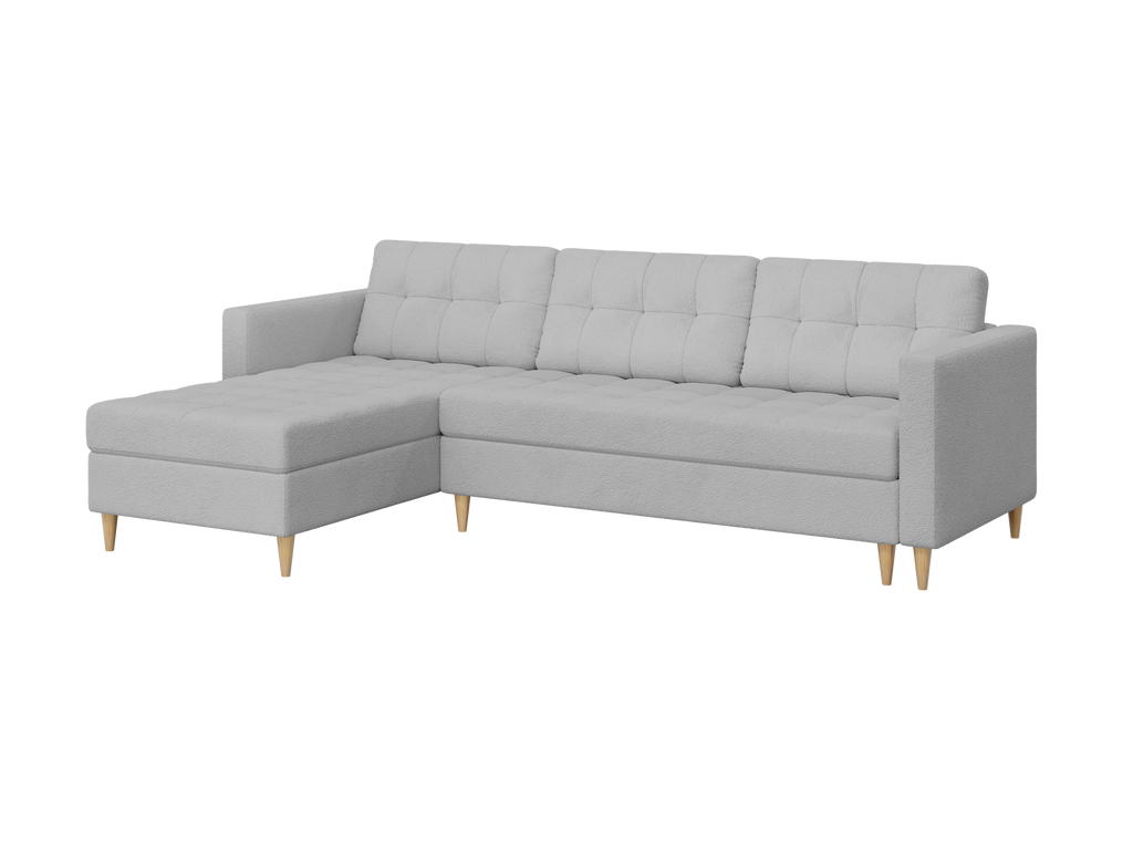 Narożnik Norvik L-kształtny w stylu skandynawskim w tkanine Abriamo boucle