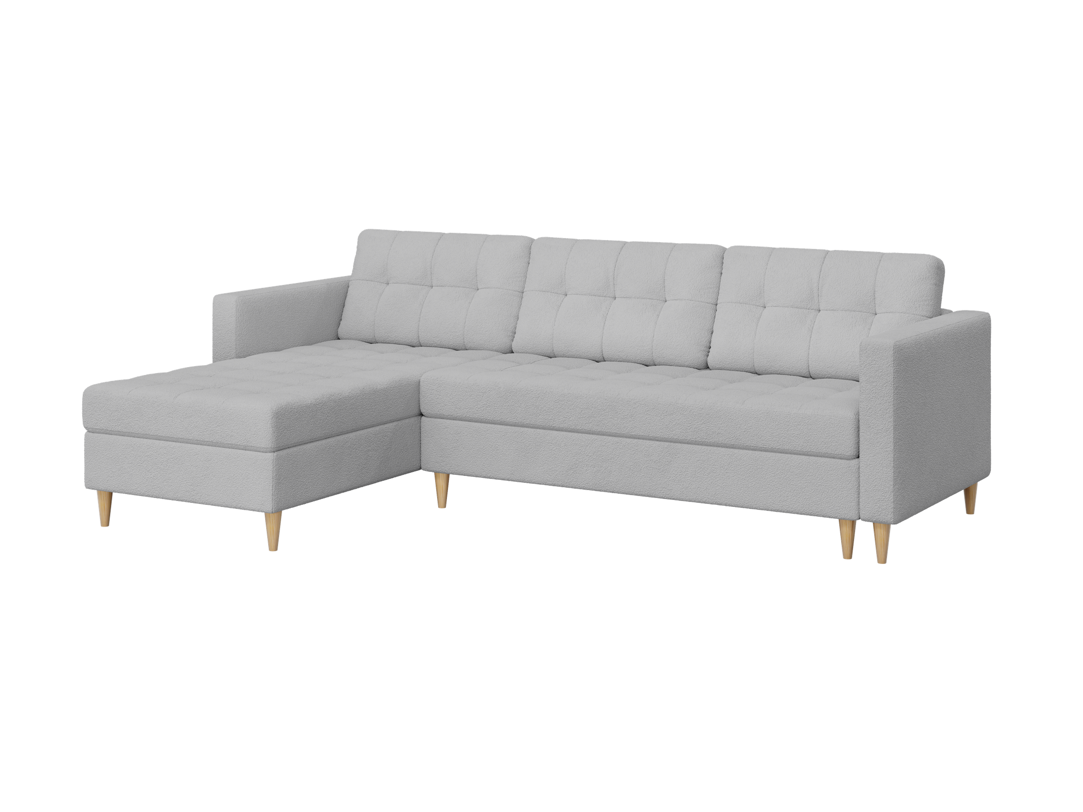 Narożnik Norvik L-kształtny w stylu skandynawskim w tkanine Abriamo boucle