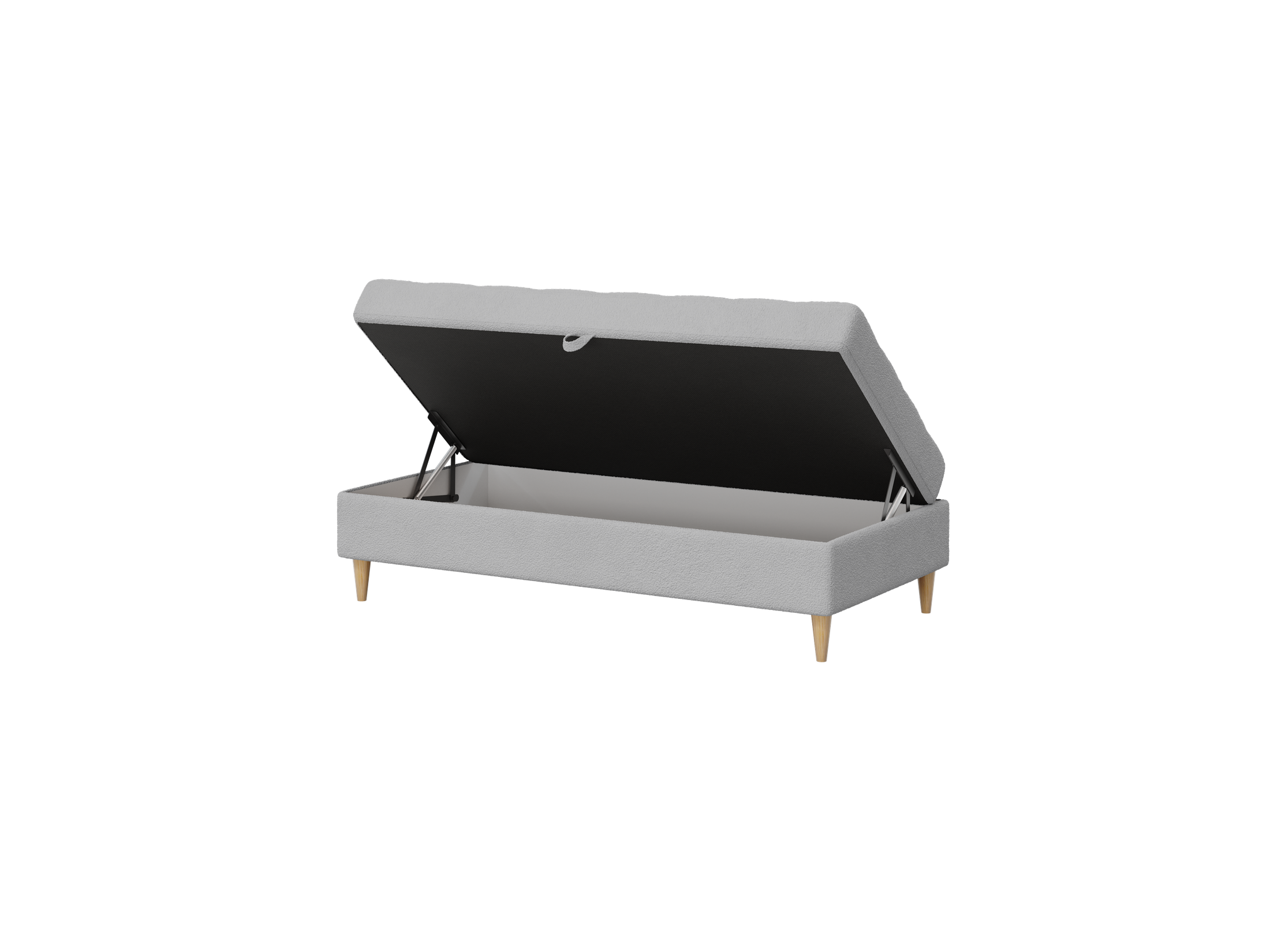 Norvik Ecksofa mit Hocker – L-förmiges skandinavisches Design mit Schlaffunktion und Stauraum, Abriamo Bouclé-Stoff