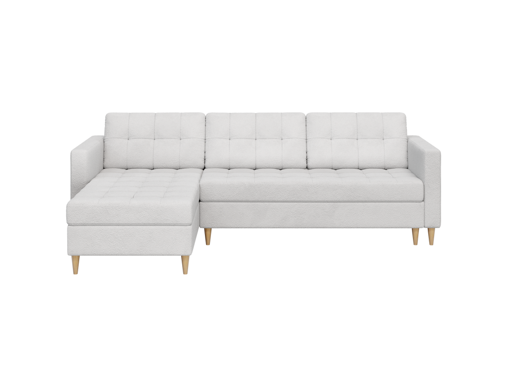 Norvik L-förmiges Ecksofa im skandinavischen Stil aus Abriamo-Bouclé-Stoff