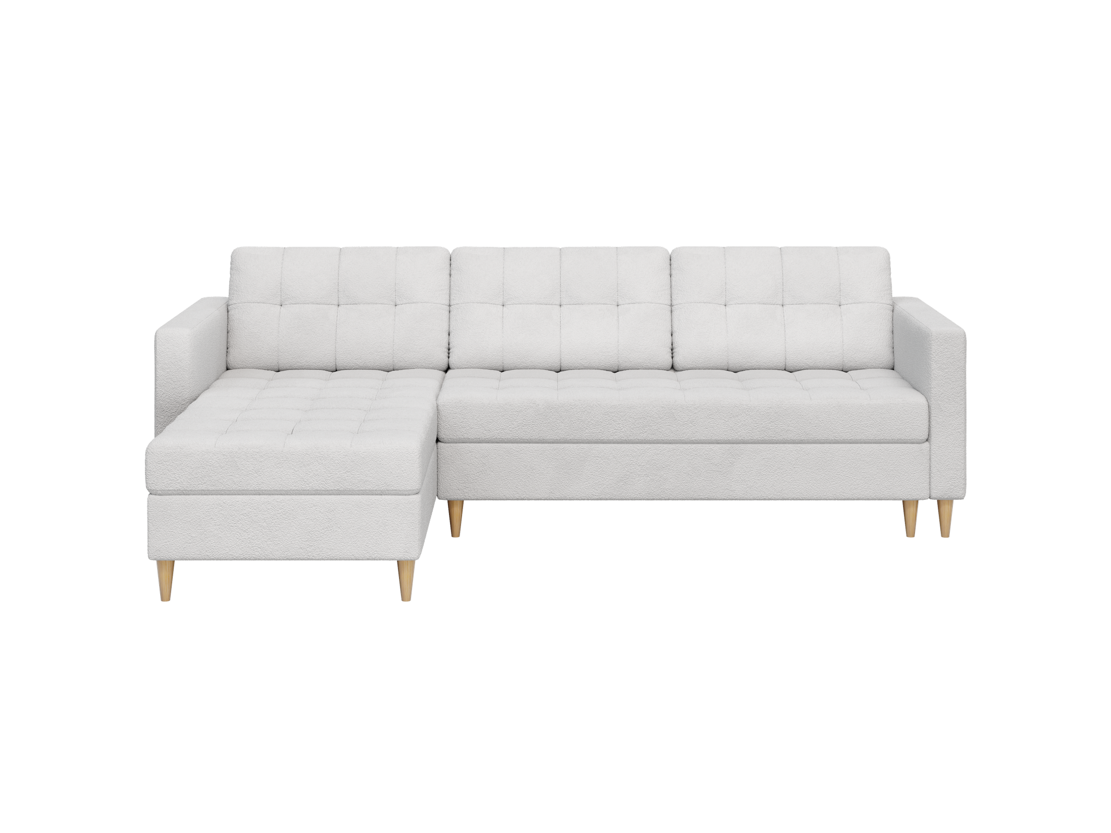 Narożnik Norvik L-kształtny w stylu skandynawskim w tkanine Abriamo boucle