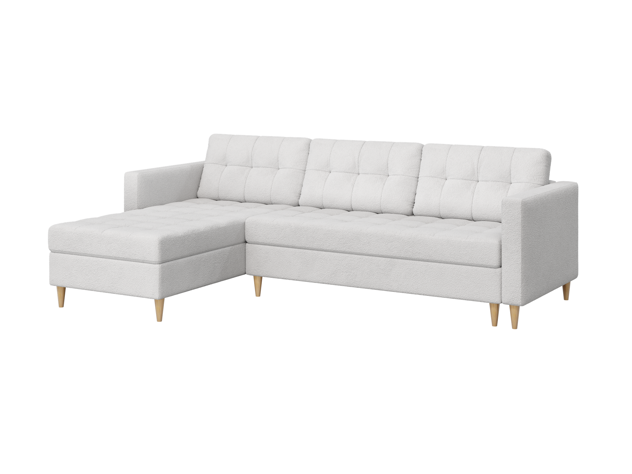 Narożnik Norvik L-kształtny w stylu skandynawskim w tkanine Abriamo boucle