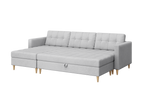 Norvik Ecksofa mit Hocker – L-förmiges skandinavisches Design mit Schlaffunktion und Stauraum, Abriamo Bouclé-Stoff