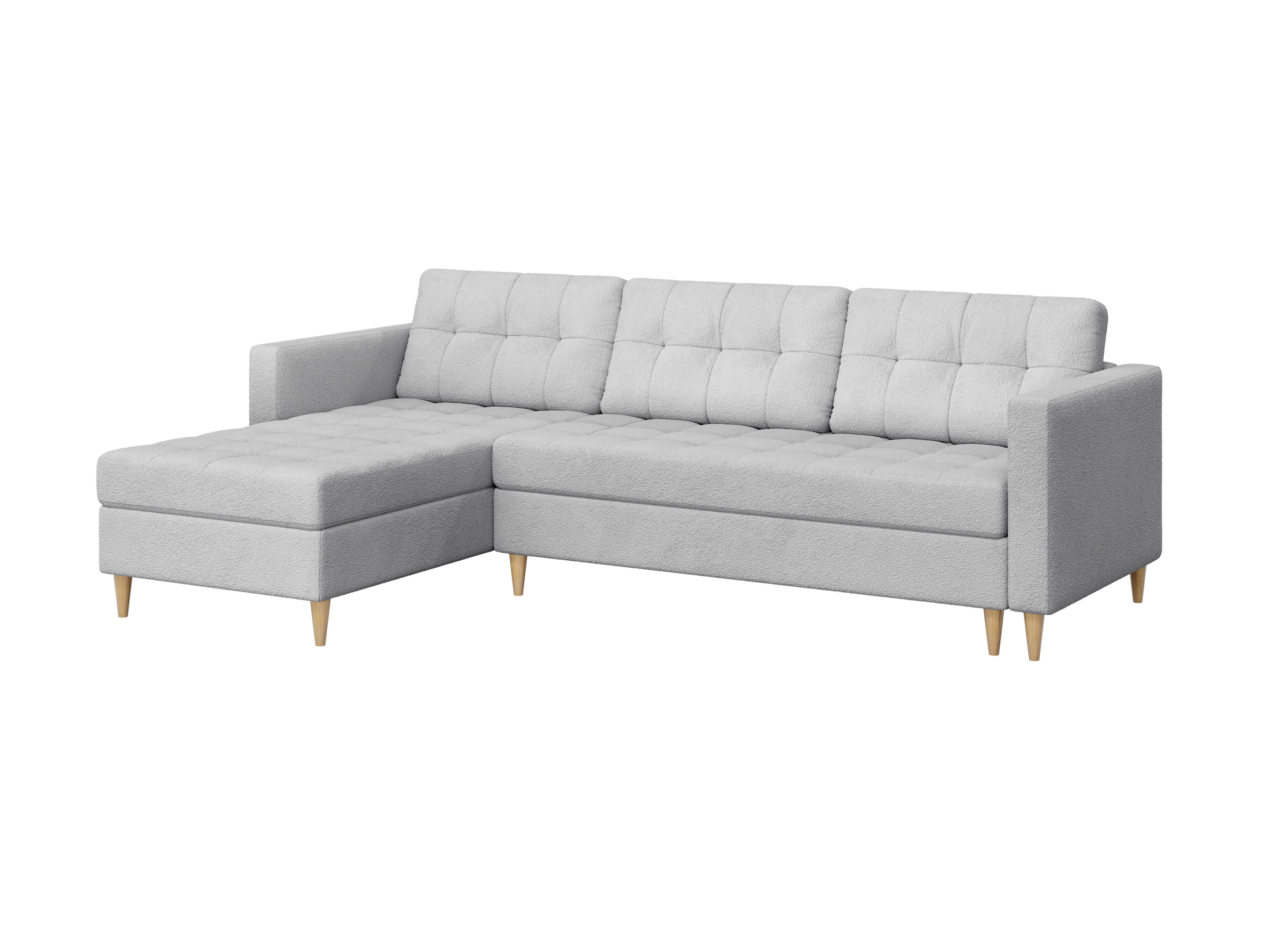 Narożnik Norvik L-kształtny w stylu skandynawskim w tkanine Abriamo boucle