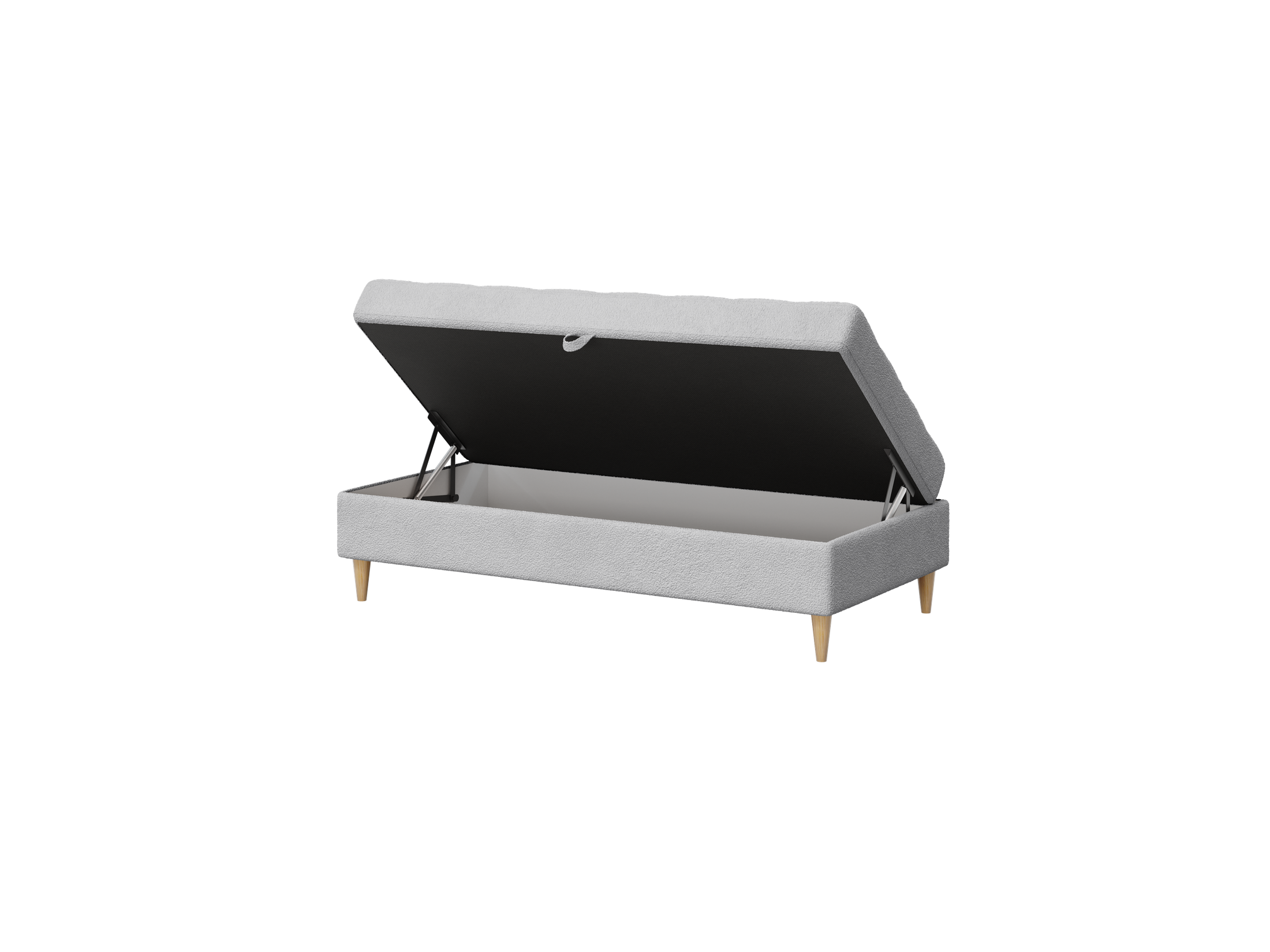 Norvik Ecksofa mit Hocker – L-förmiges skandinavisches Design mit Schlaffunktion und Stauraum, Abriamo Bouclé-Stoff