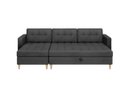 Norvik Ecksofa mit Hocker – L-förmiges skandinavisches Design mit Schlaffunktion und Stauraum, Abriamo Bouclé-Stoff