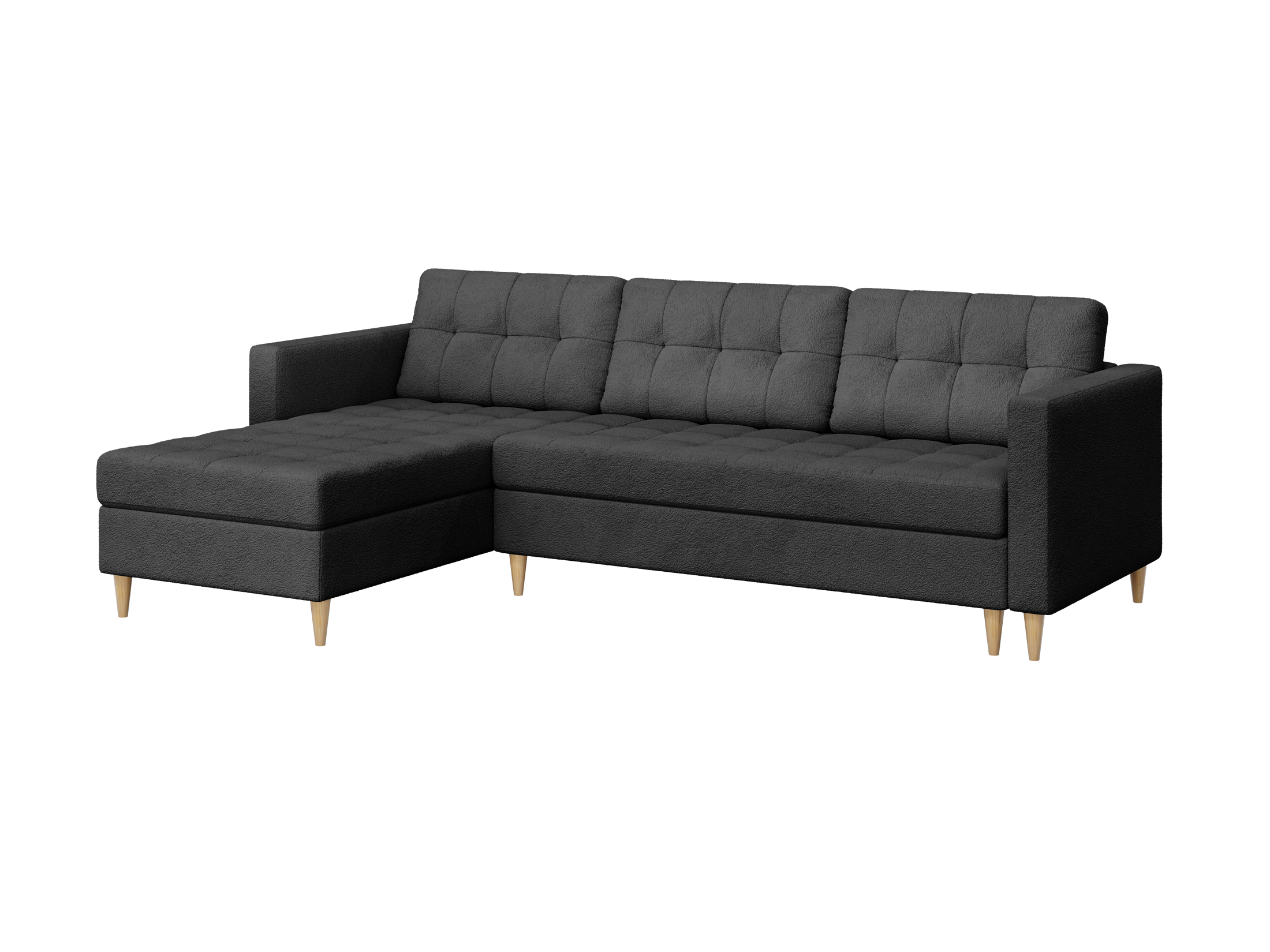 Narożnik Norvik L-kształtny w stylu skandynawskim w tkanine Abriamo boucle