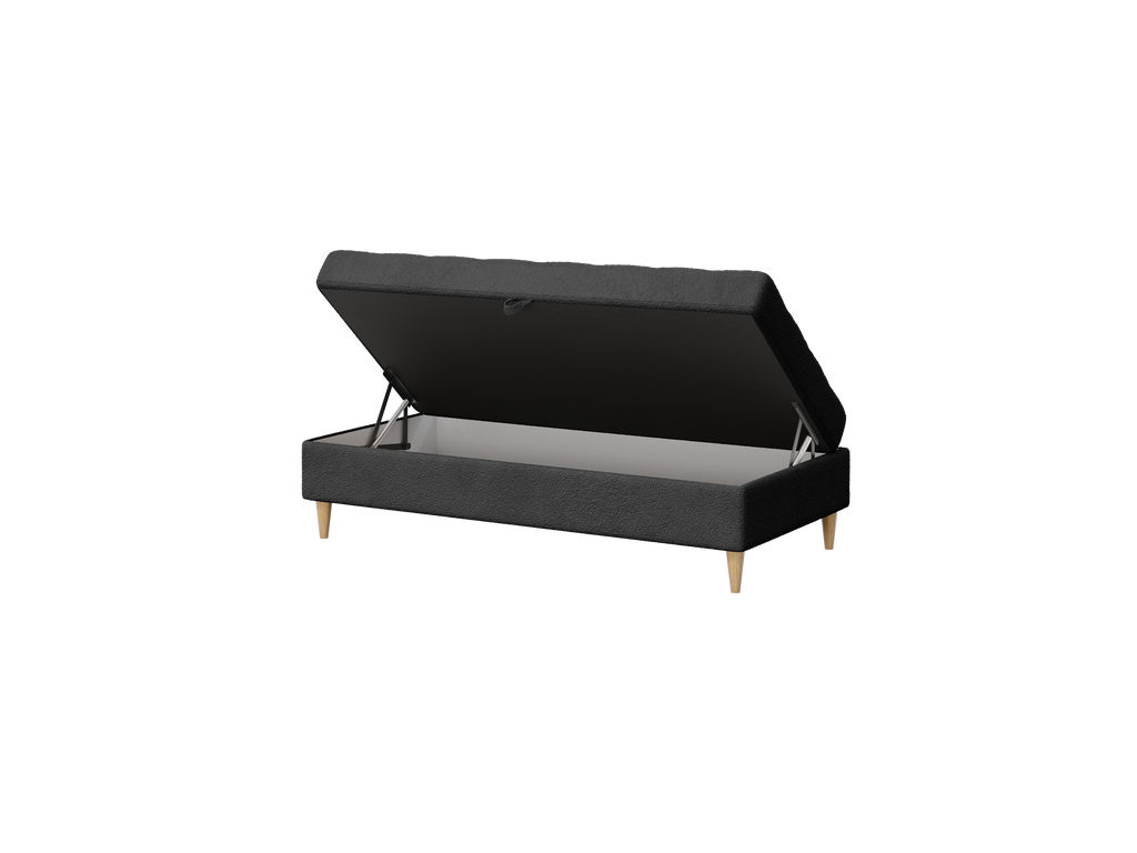 Norvik Ecksofa mit Hocker – L-förmiges skandinavisches Design mit Schlaffunktion und Stauraum, Abriamo Bouclé-Stoff