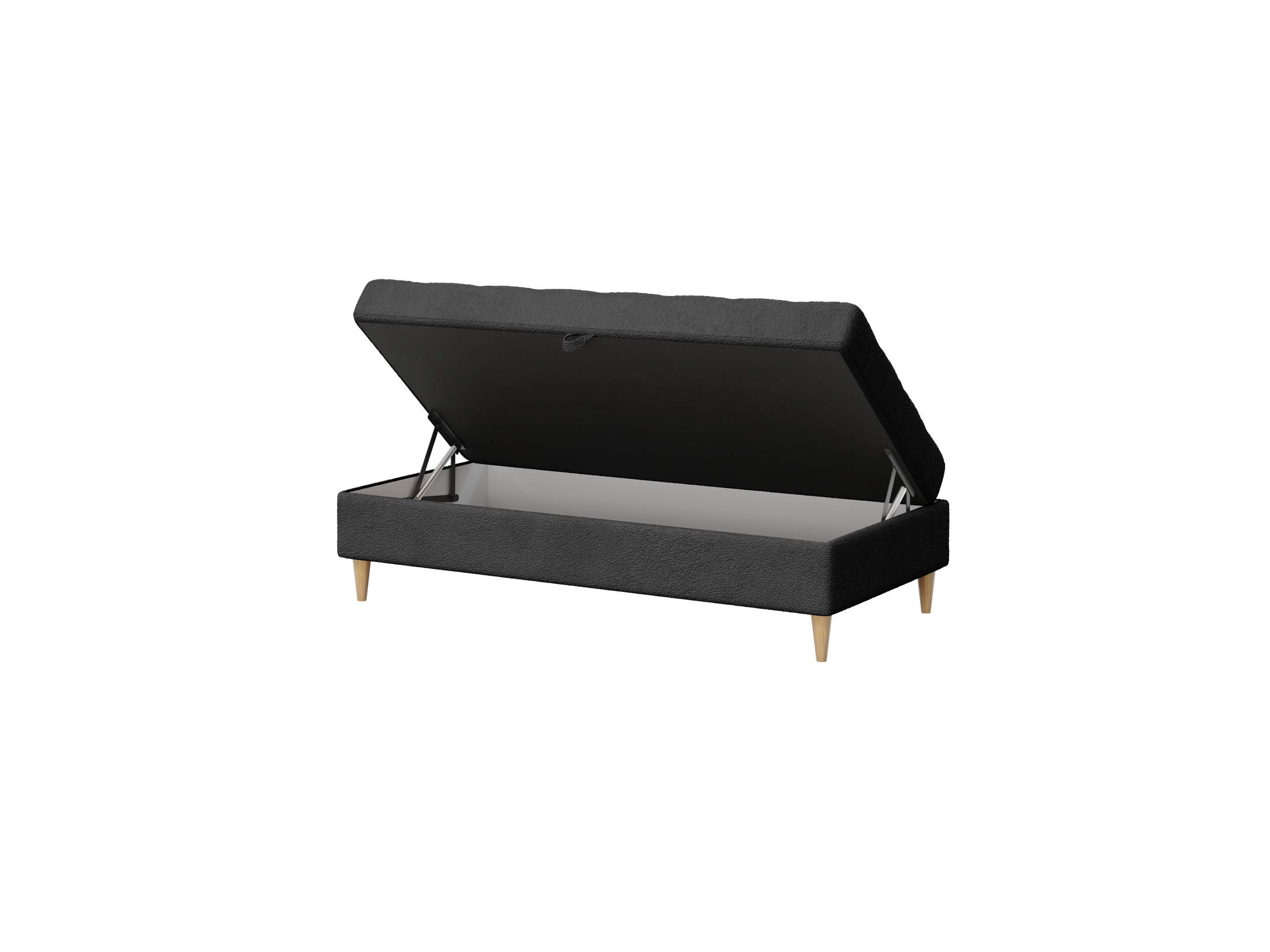 Norvik Ecksofa mit Hocker – L-förmiges skandinavisches Design mit Schlaffunktion und Stauraum, Abriamo Bouclé-Stoff