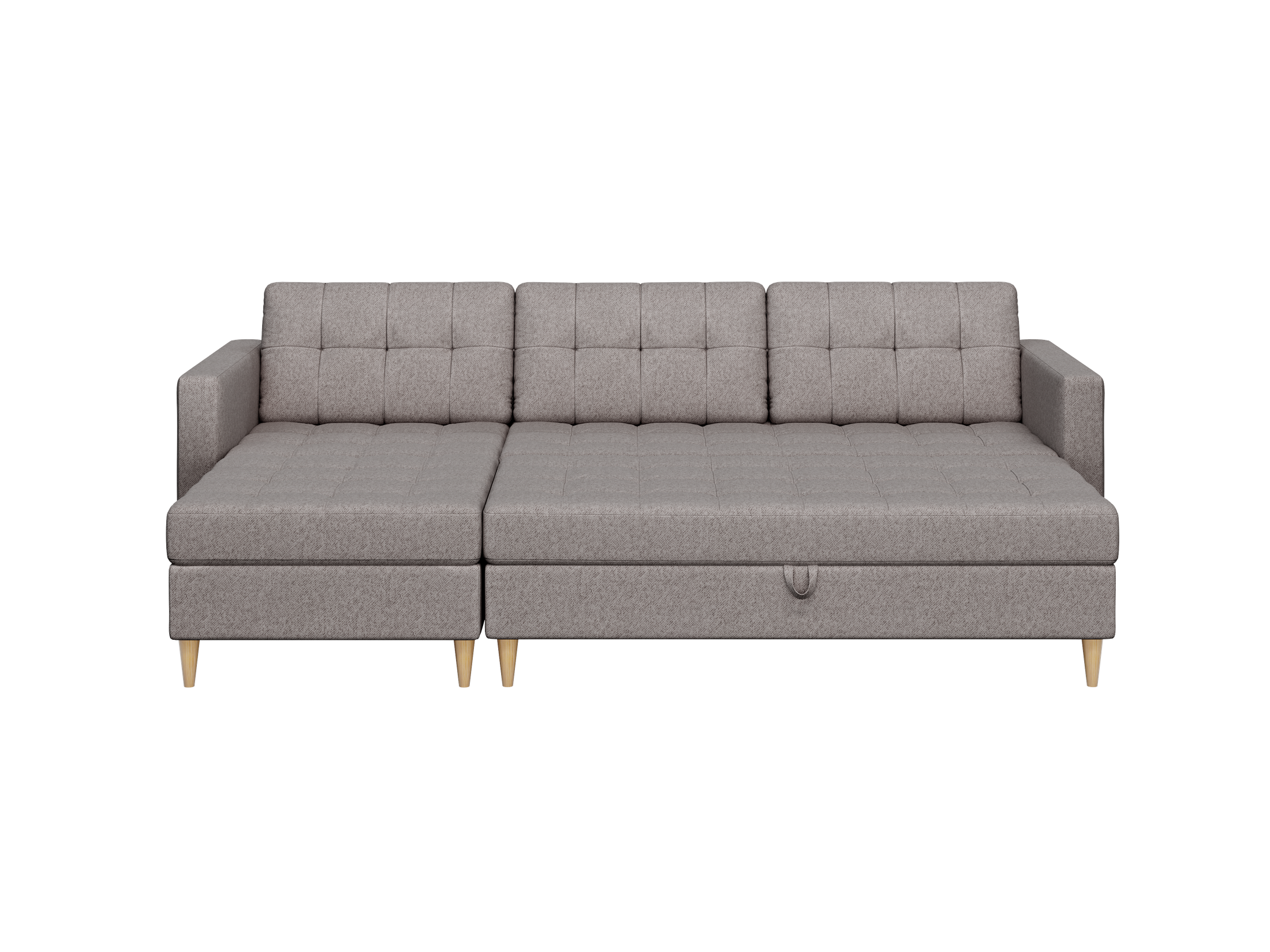 Norvik Ecksofa mit Hocker – L-förmiges skandinavisches Design mit Schlaffunktion und Stauraum, Stoff Element, Samt