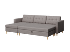 Norvik Ecksofa mit Hocker – L-förmiges skandinavisches Design mit Schlaffunktion und Stauraum, Stoff Element, Samt