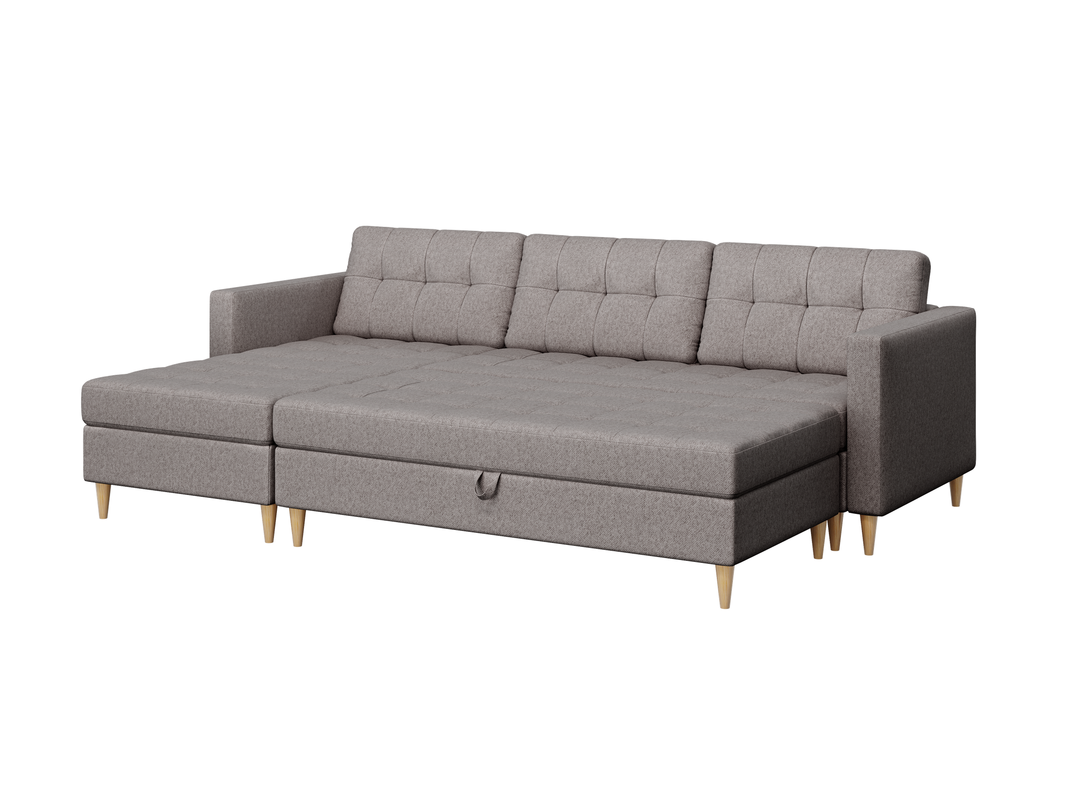 Norvik Ecksofa mit Hocker – L-förmiges skandinavisches Design mit Schlaffunktion und Stauraum, Stoff Element, Samt