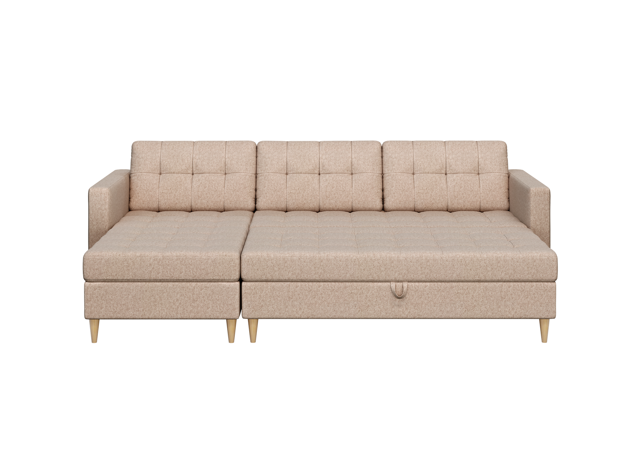 Norvik Ecksofa mit Hocker – L-förmiges skandinavisches Design mit Schlaffunktion und Stauraum, Stoff Element, Samt