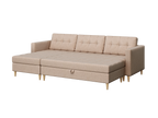 Norvik Ecksofa mit Hocker – L-förmiges skandinavisches Design mit Schlaffunktion und Stauraum, Stoff Element, Samt