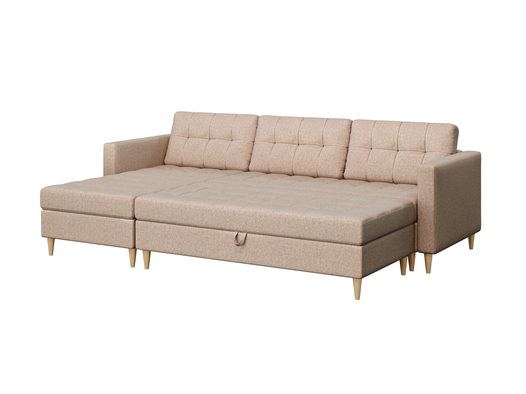 Norvik Ecksofa mit Hocker – L-förmiges skandinavisches Design mit Schlaffunktion und Stauraum, Stoff Element, Samt