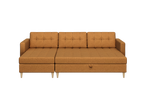 Norvik Ecksofa mit Hocker – L-förmiges skandinavisches Design mit Schlaffunktion und Stauraum, Stoff Element, Samt