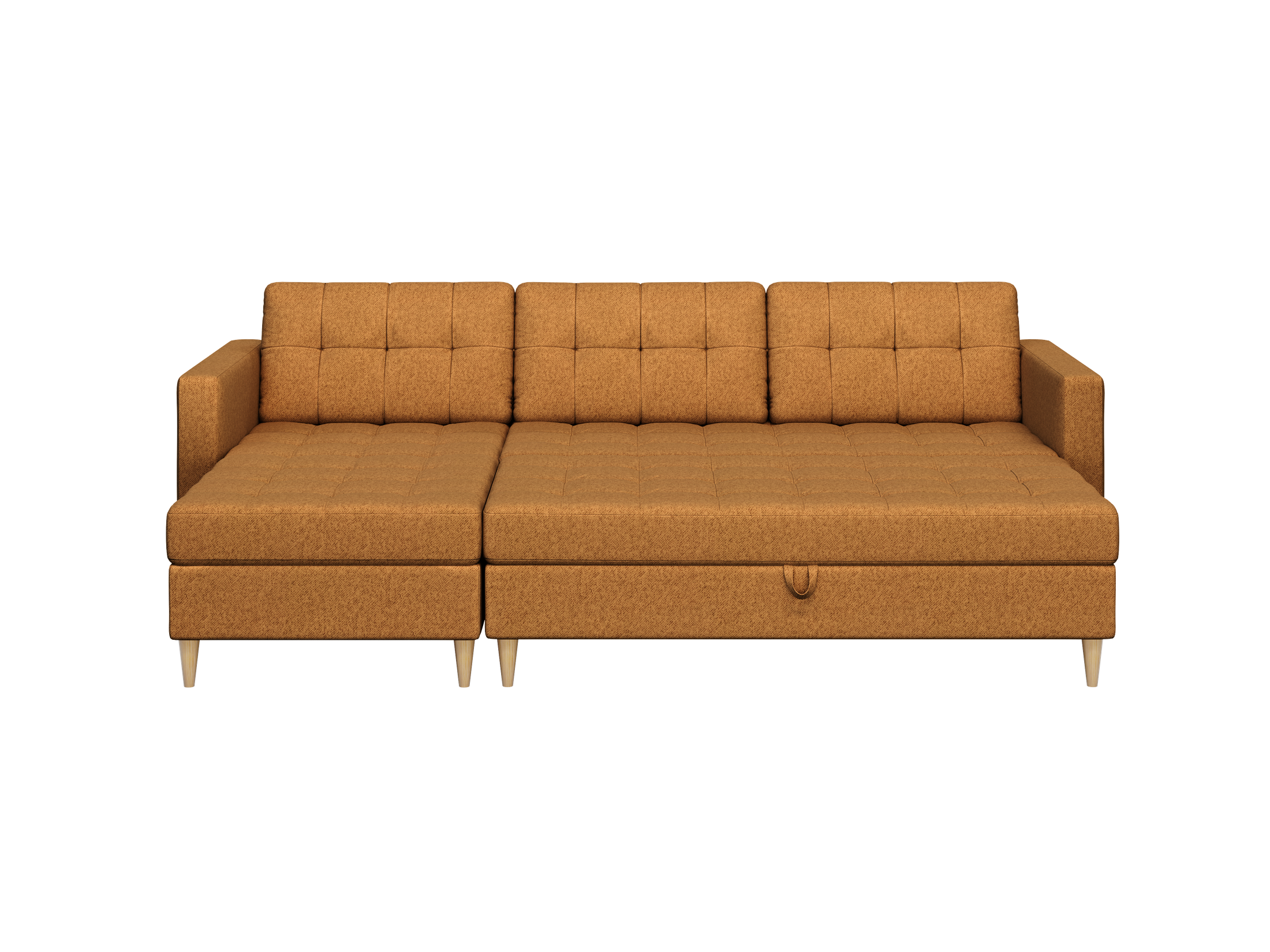 Norvik Ecksofa mit Hocker – L-förmiges skandinavisches Design mit Schlaffunktion und Stauraum, Stoff Element, Samt