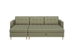 Norvik Ecksofa mit Hocker – L-förmiges skandinavisches Design mit Schlaffunktion und Stauraum, Stoff Element, Samt