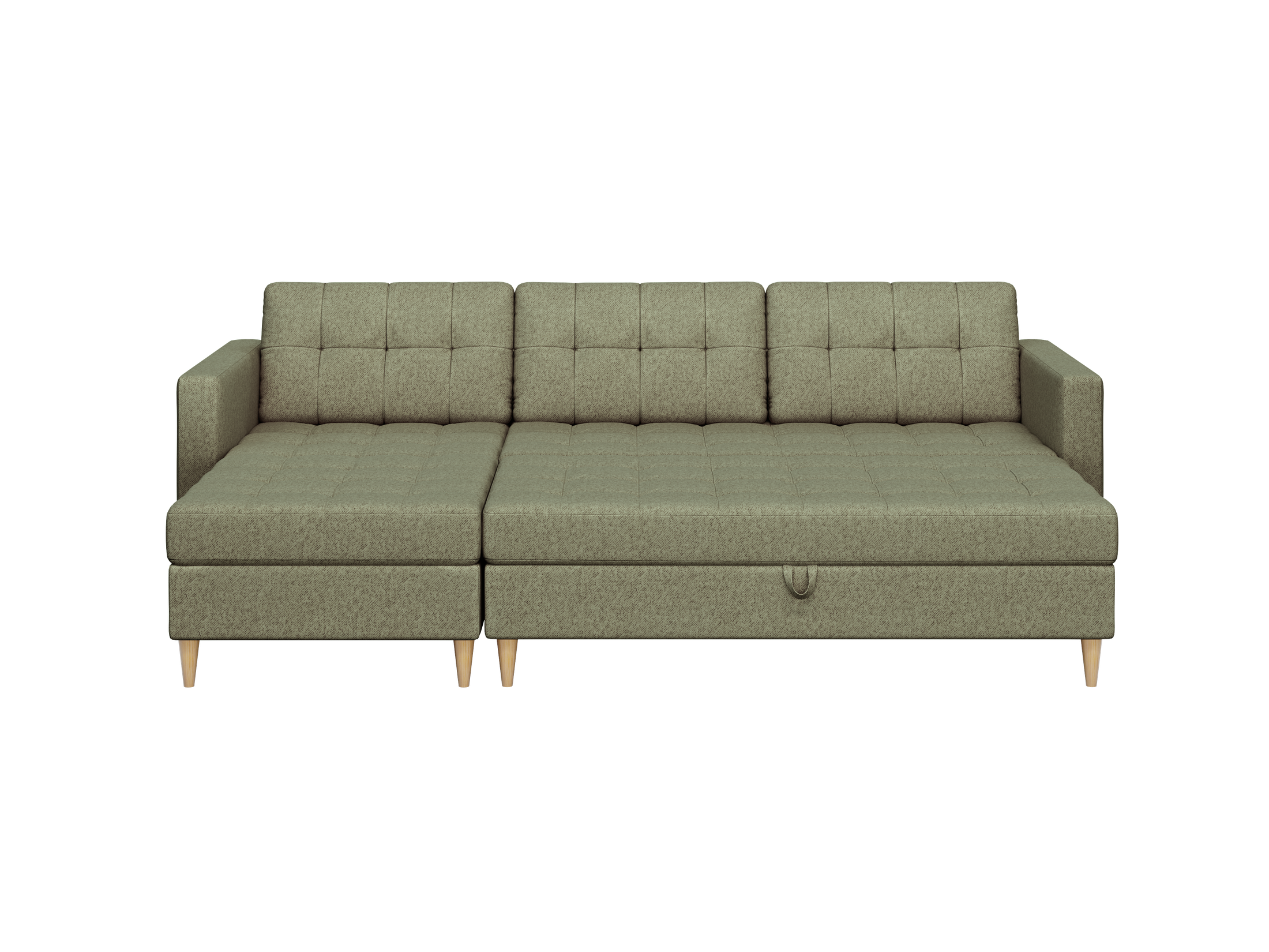 Norvik Ecksofa mit Hocker – L-förmiges skandinavisches Design mit Schlaffunktion und Stauraum, Stoff Element, Samt
