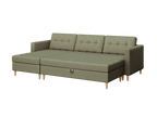 Norvik Ecksofa mit Hocker – L-förmiges skandinavisches Design mit Schlaffunktion und Stauraum, Stoff Element, Samt