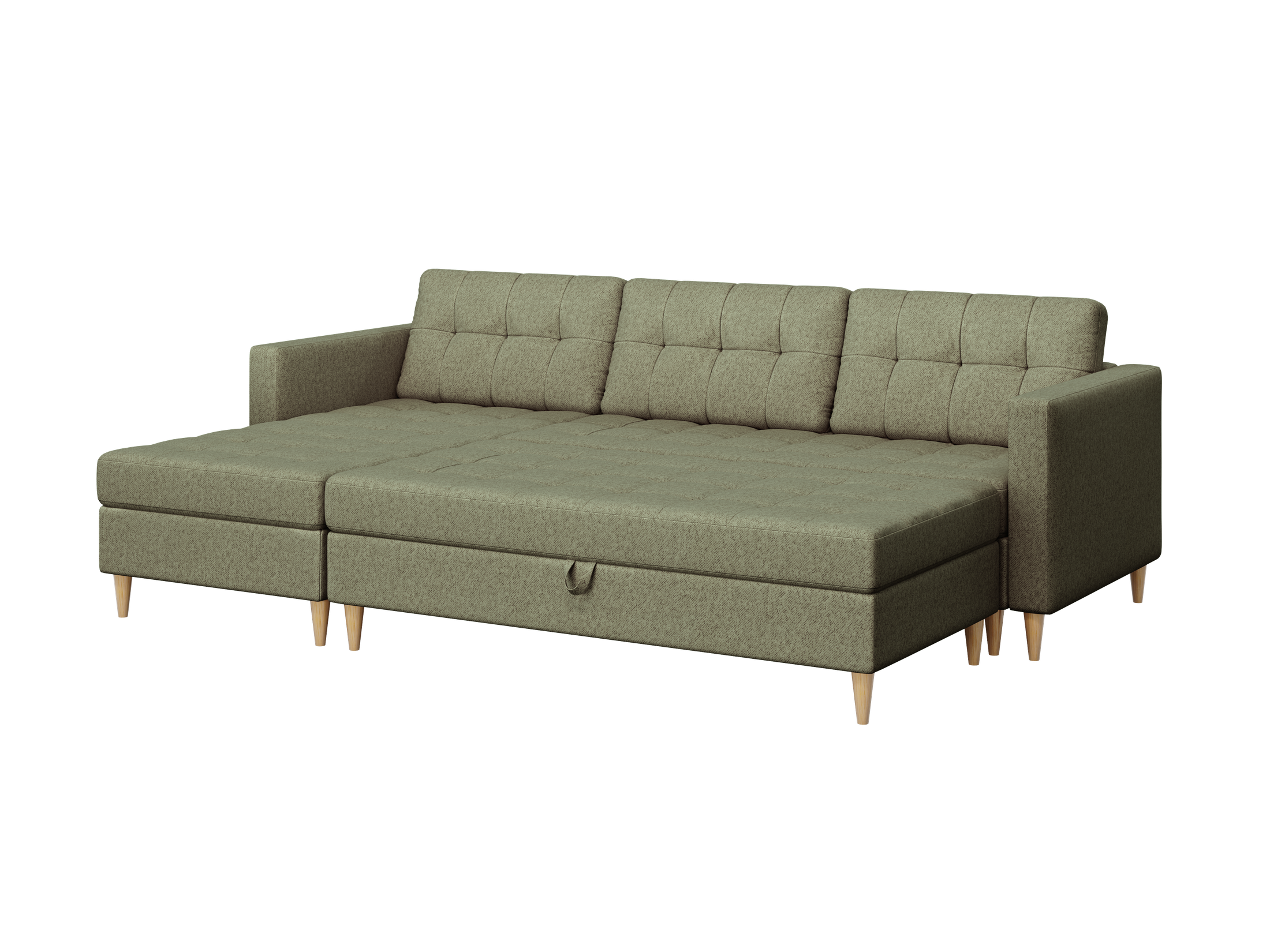 Norvik Ecksofa mit Hocker – L-förmiges skandinavisches Design mit Schlaffunktion und Stauraum, Stoff Element, Samt