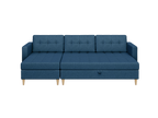 Norvik Ecksofa mit Hocker – L-förmiges skandinavisches Design mit Schlaffunktion und Stauraum, Stoff Element, Samt