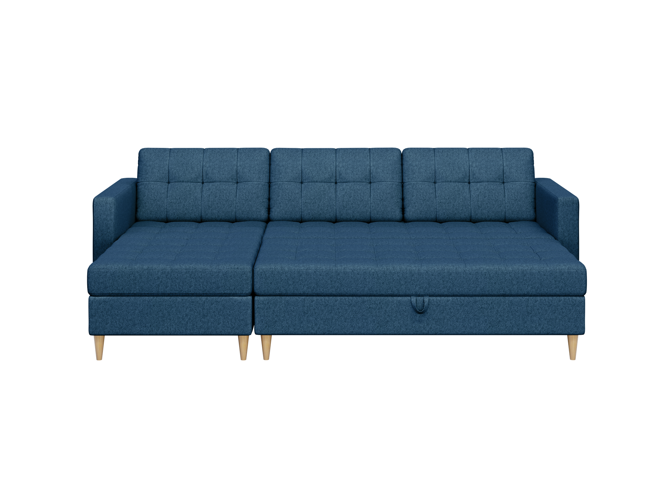 Narożnik Norvik z pufą- L kształtny styl skandynawski z funkcją spania i pojemnikiem tkanina Element welur