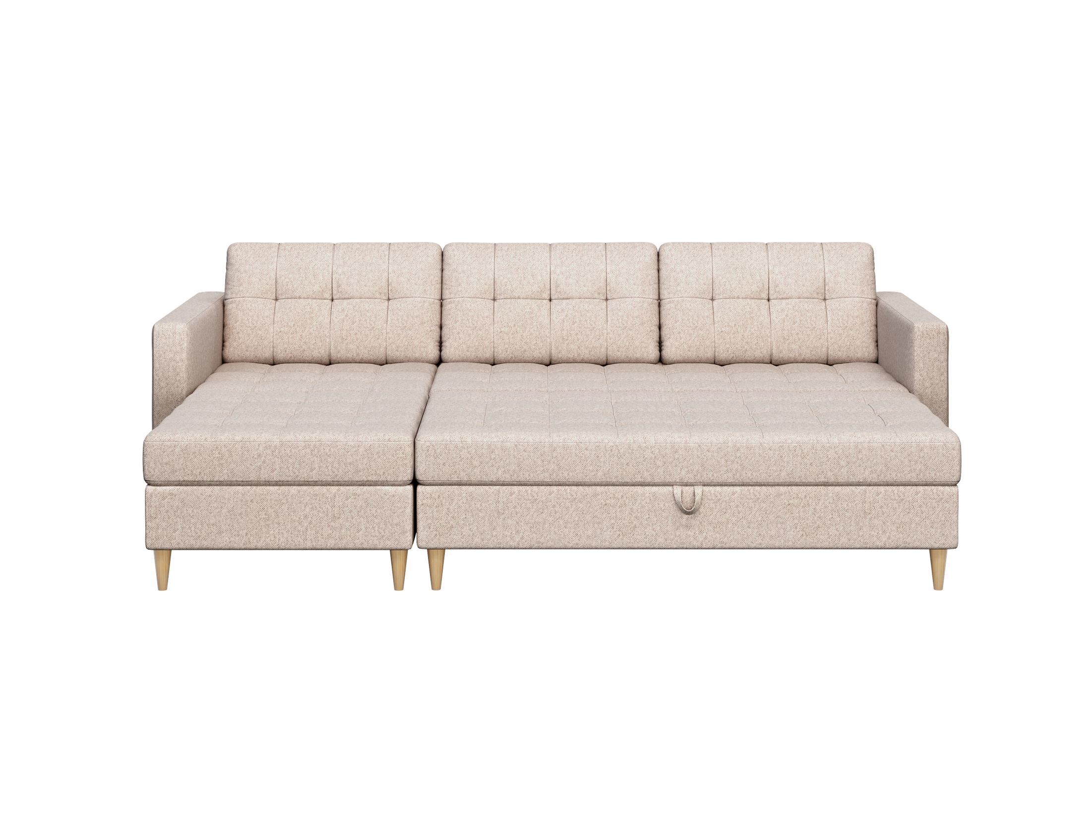 Norvik Ecksofa mit Hocker – L-förmiges skandinavisches Design mit Schlaffunktion und Stauraum, Stoff Element, Samt