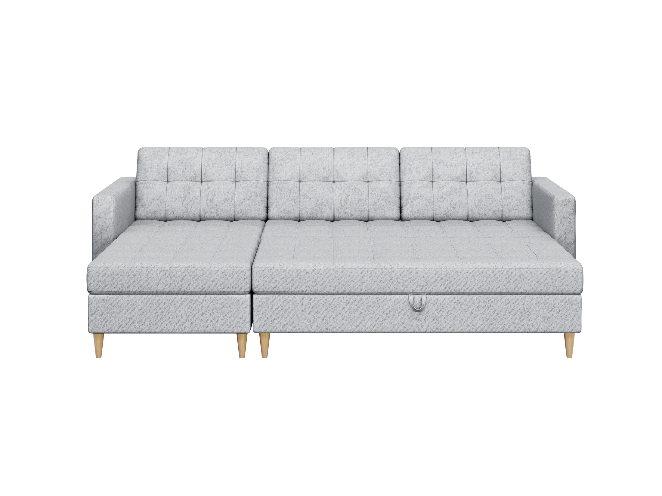 Norvik Ecksofa mit Hocker – L-förmiges skandinavisches Design mit Schlaffunktion und Stauraum, Stoff Element, Samt