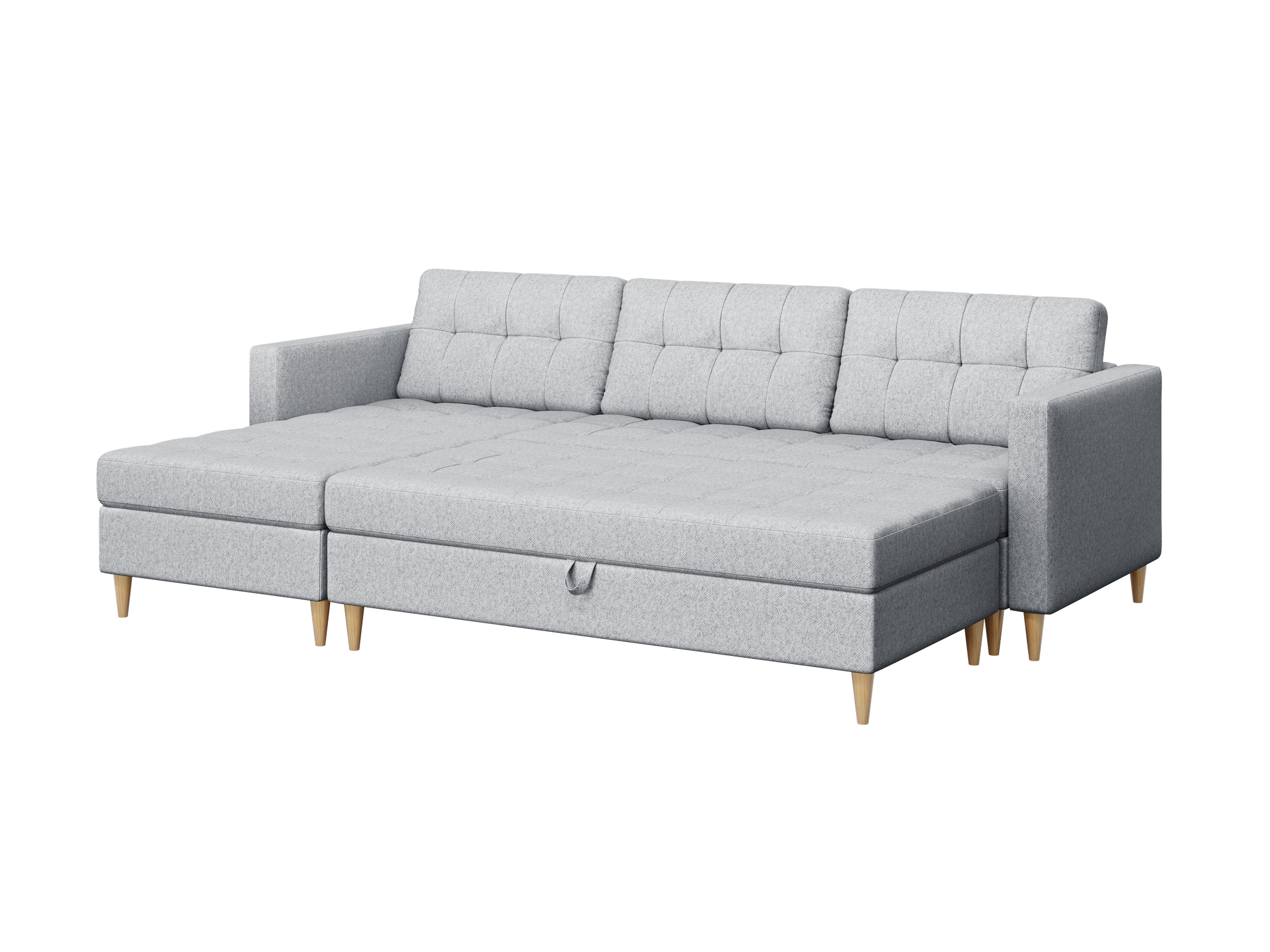 Norvik Ecksofa mit Hocker – L-förmiges skandinavisches Design mit Schlaffunktion und Stauraum, Stoff Element, Samt