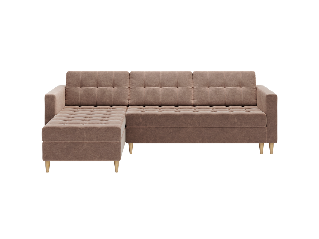 Norvik L-förmiges Ecksofa im skandinavischen Stil aus Seal-Samt.