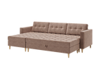 Norvik Ecksofa mit Hocker – L-förmiges skandinavisches Design mit Schlaffunktion und Stauraum, Bezug aus Seal-Stoff, Samt