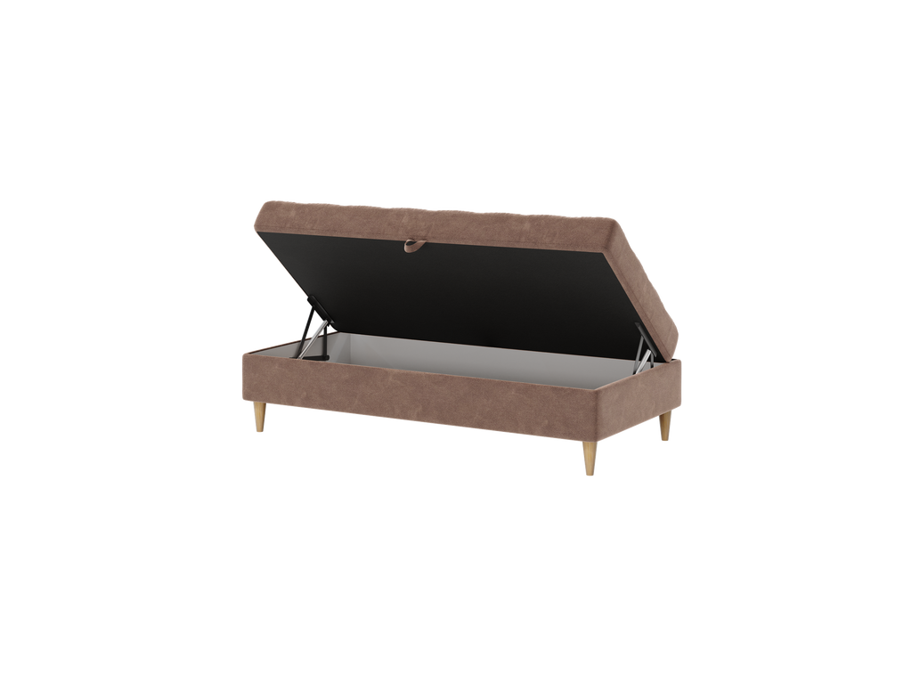 Norvik Ecksofa mit Hocker – L-förmiges skandinavisches Design mit Schlaffunktion und Stauraum, Bezug aus Seal-Stoff, Samt