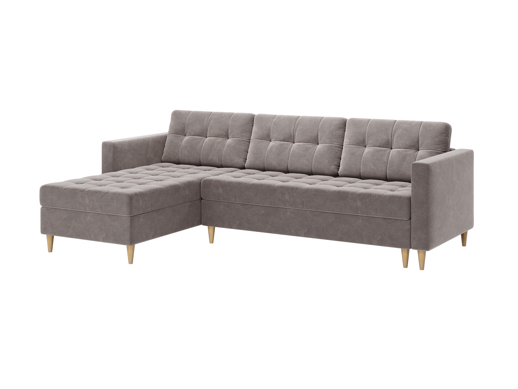 Narożnik Norvik L-kształtny w stylu skandynawskim w tkanine Seal welur