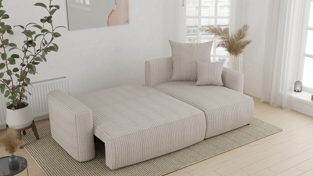 Orrano L-förmiges Ecksofa – mit Schlaffunktion und Bettkasten, Bouclé-Stoff