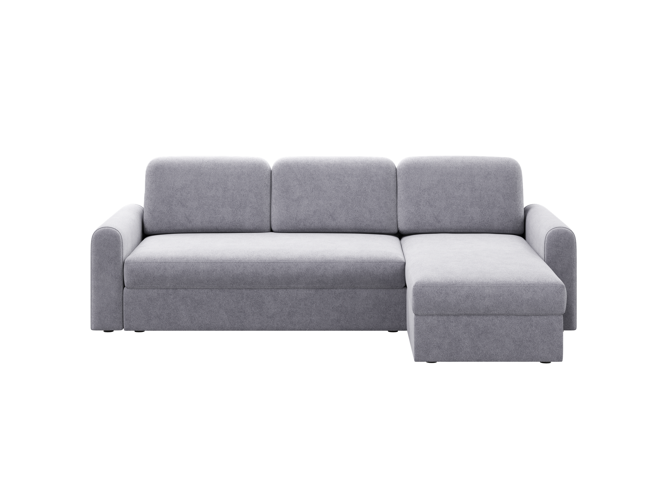 Ecksofa Orveto L-Form - mit Schlaffunktion und Bettkasten, abgerundete Formen, Plüschstoff.