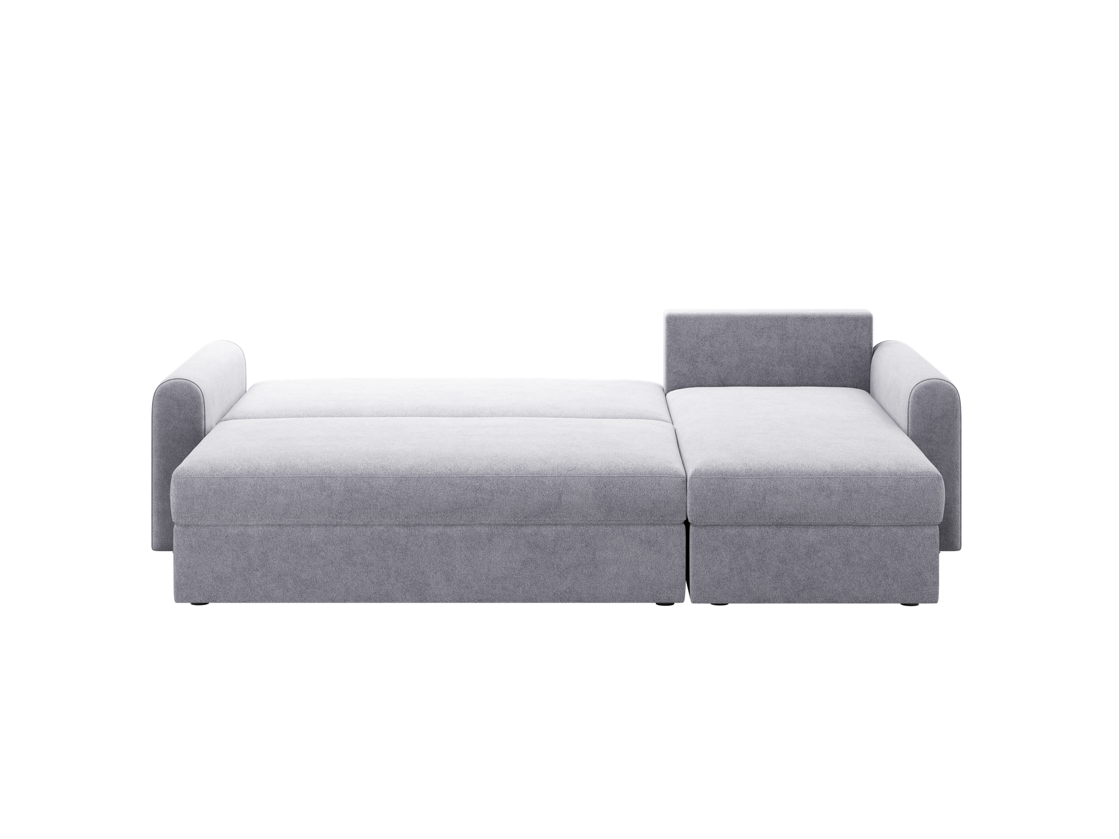 Ecksofa Orveto L-Form - mit Schlaffunktion und Bettkasten, abgerundete Formen, Plüschstoff.