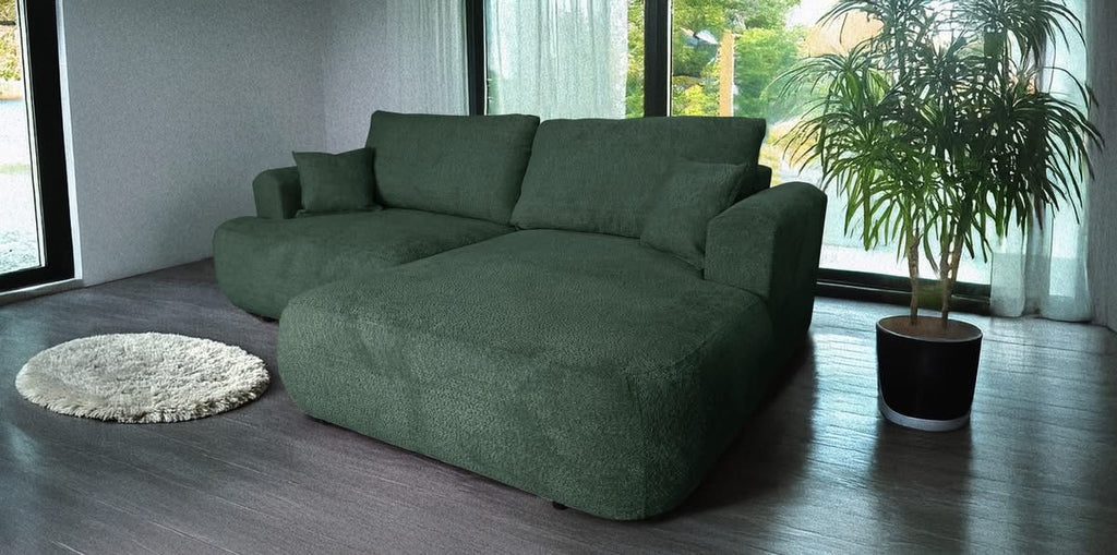 Ottimo L Ecksofa – mit Bettkasten, Schlaffunktion, pflegeleichtem Bouclé-Stoff