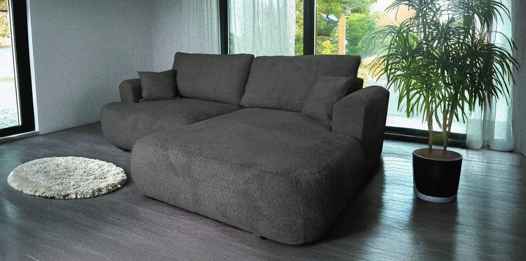 Ottimo L Ecksofa – mit Bettkasten, Schlaffunktion, pflegeleichtem Bouclé-Stoff