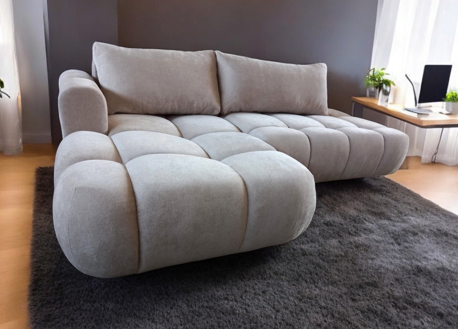 Olio L Ecksofa – mit Schlaffunktion und Bettkasten, pflegeleichter Salvador-Samtbezug