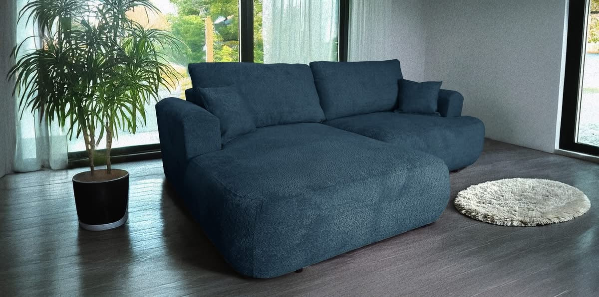 Ottimo L Ecksofa – mit Bettkasten, Schlaffunktion, pflegeleichtem Bouclé-Stoff