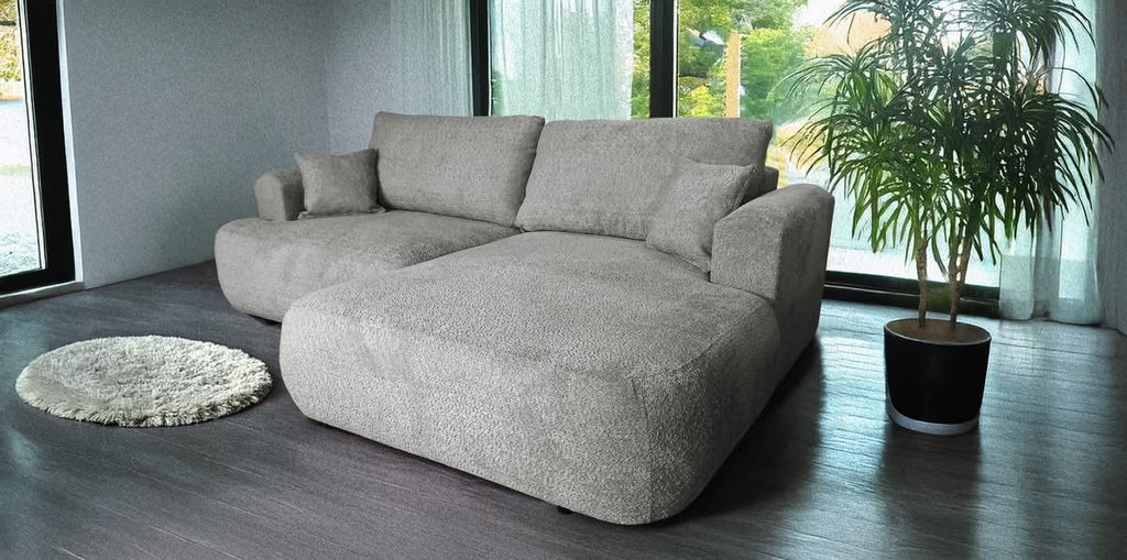 Ottimo L Ecksofa – mit Bettkasten, Schlaffunktion, pflegeleichtem Bouclé-Stoff