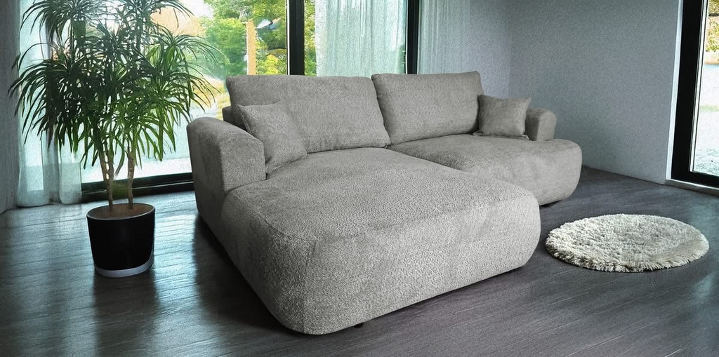 Ottimo L Ecksofa – mit Bettkasten, Schlaffunktion, pflegeleichtem Bouclé-Stoff