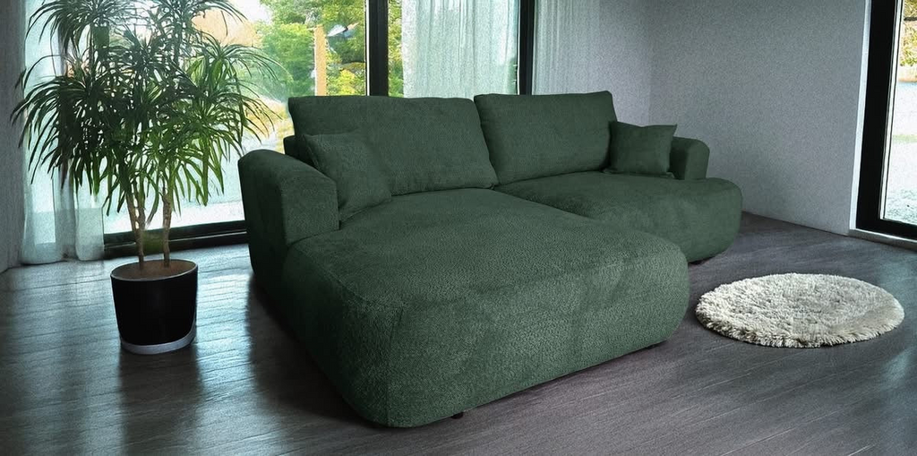 Ottimo L Ecksofa – mit Bettkasten, Schlaffunktion, pflegeleichtem Bouclé-Stoff