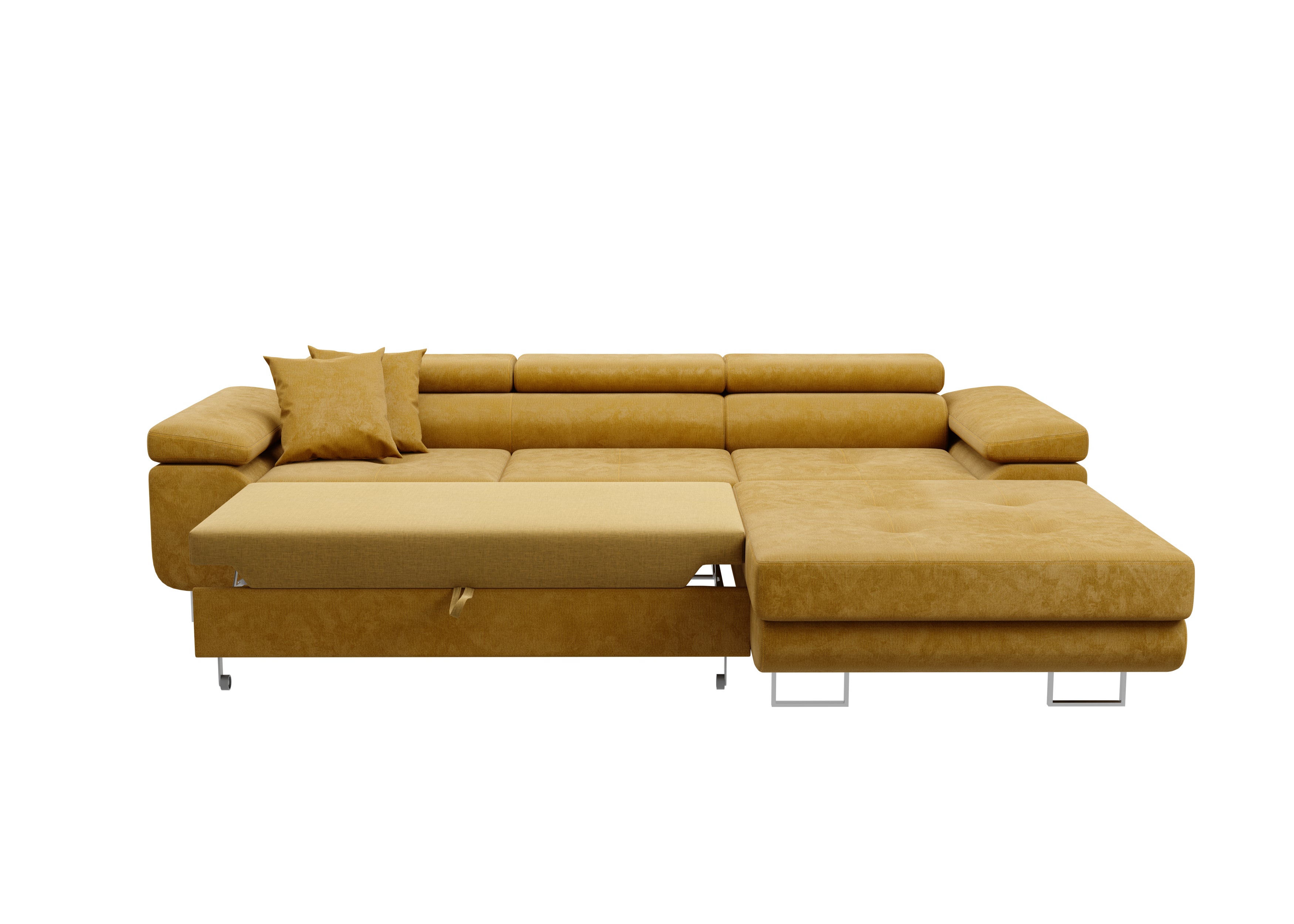 Volare L-förmiges Ecksofa mit Schlaffunktion und Stauraum, verstellbaren Kopfstützen, Monolith Velvet