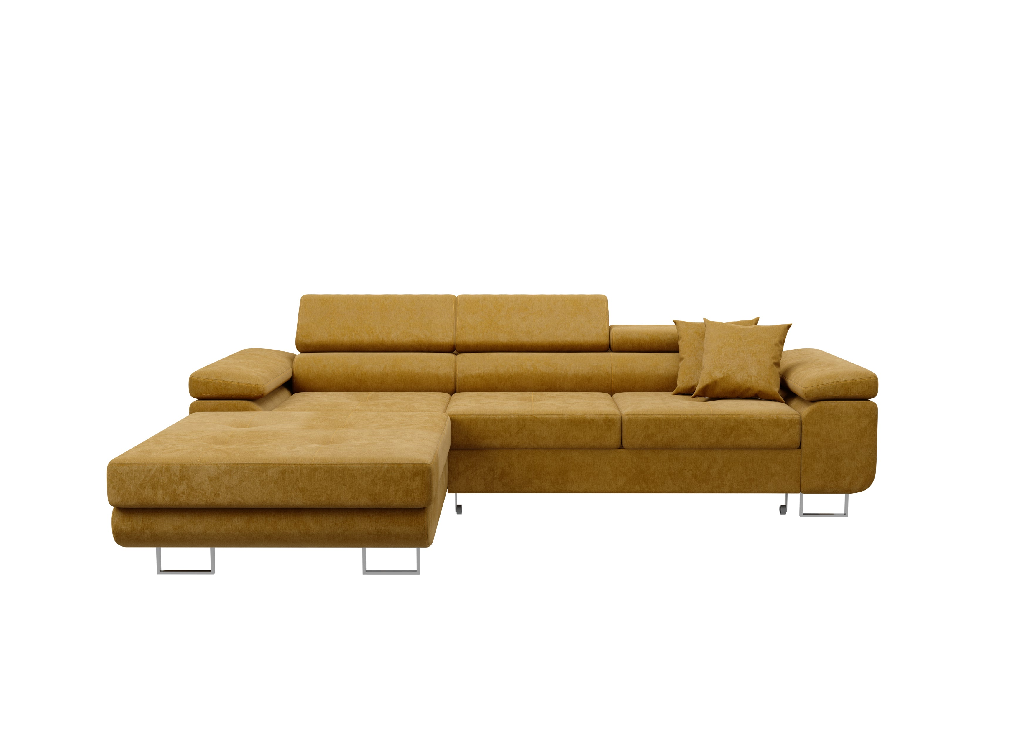 Volare L-förmiges Ecksofa mit Schlaffunktion und Stauraum, verstellbaren Kopfstützen, Monolith Velvet