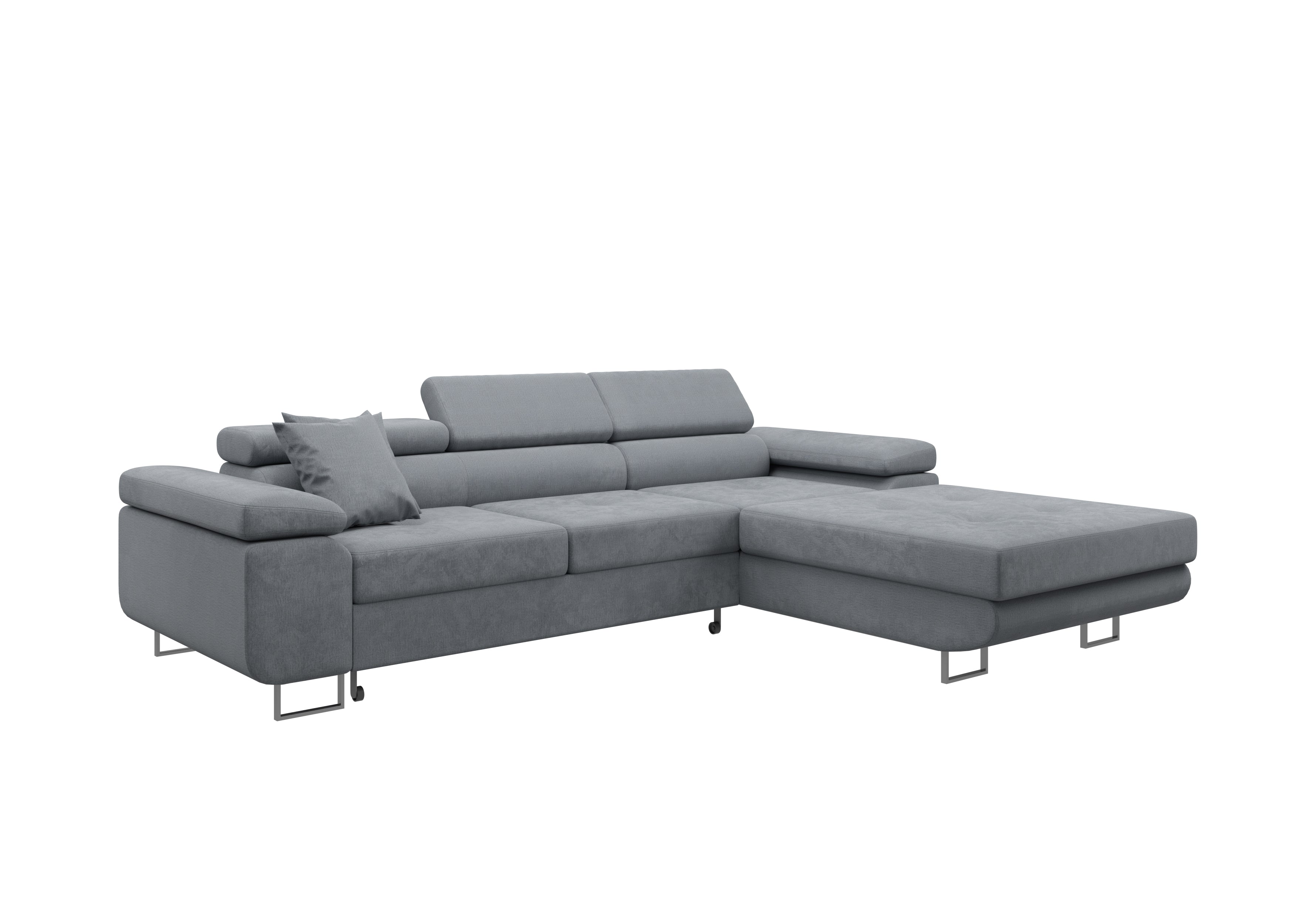 Volare L-förmiges Ecksofa mit Schlaffunktion und Stauraum, verstellbaren Kopfstützen, Monolith Velvet