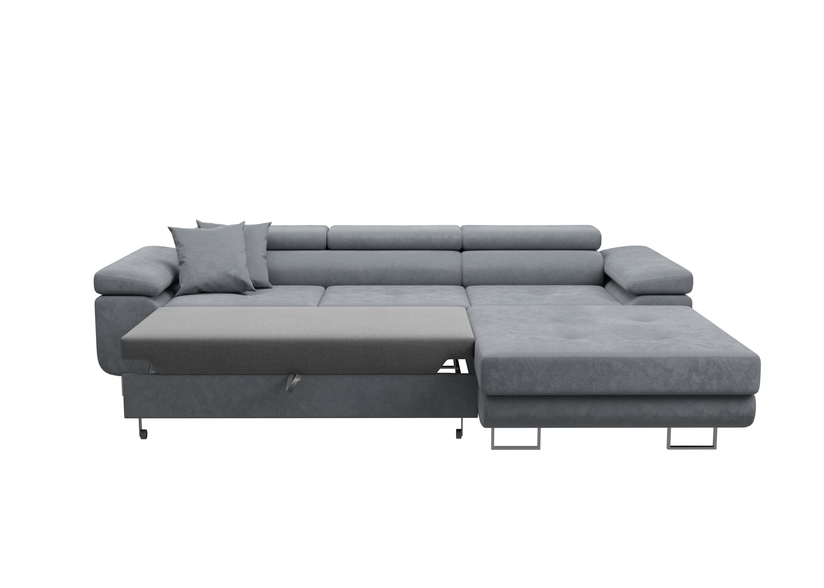 Volare L-förmiges Ecksofa mit Schlaffunktion und Stauraum, verstellbaren Kopfstützen, Monolith Velvet