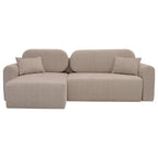 Ecksofa Renoro L-Form - mit Schlaffunktion und Bettkasten, Bezug aus Samtstoff.
