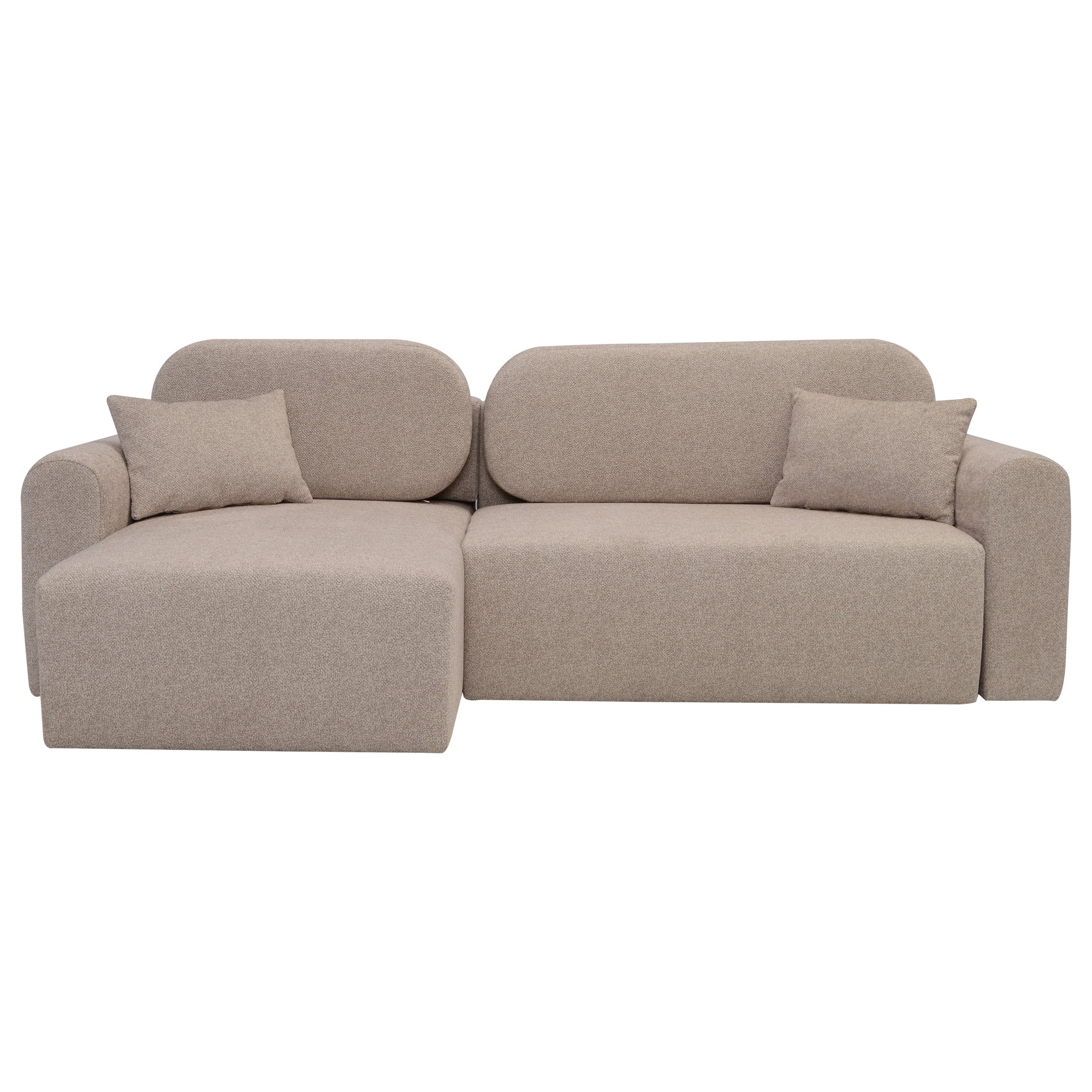 Ecksofa Renoro L-Form - mit Schlaffunktion und Bettkasten, Bezug aus Samtstoff.